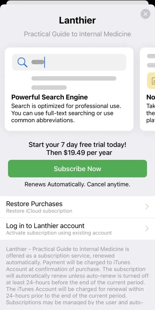 Lanthier paywall screen