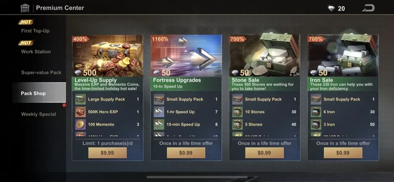 Last Fortress paywall screen