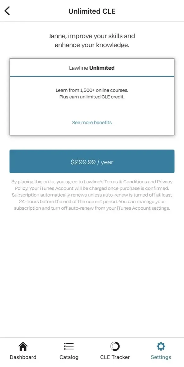 Lawline CLE paywall screen