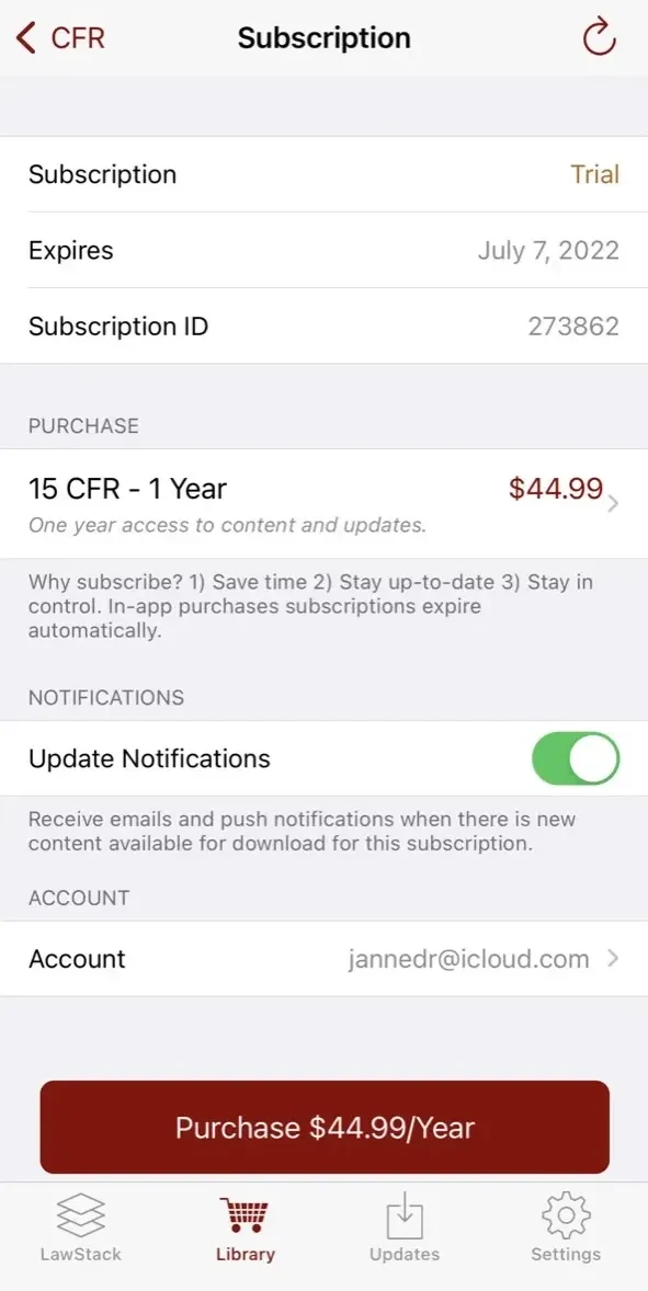 LawStack paywall screen