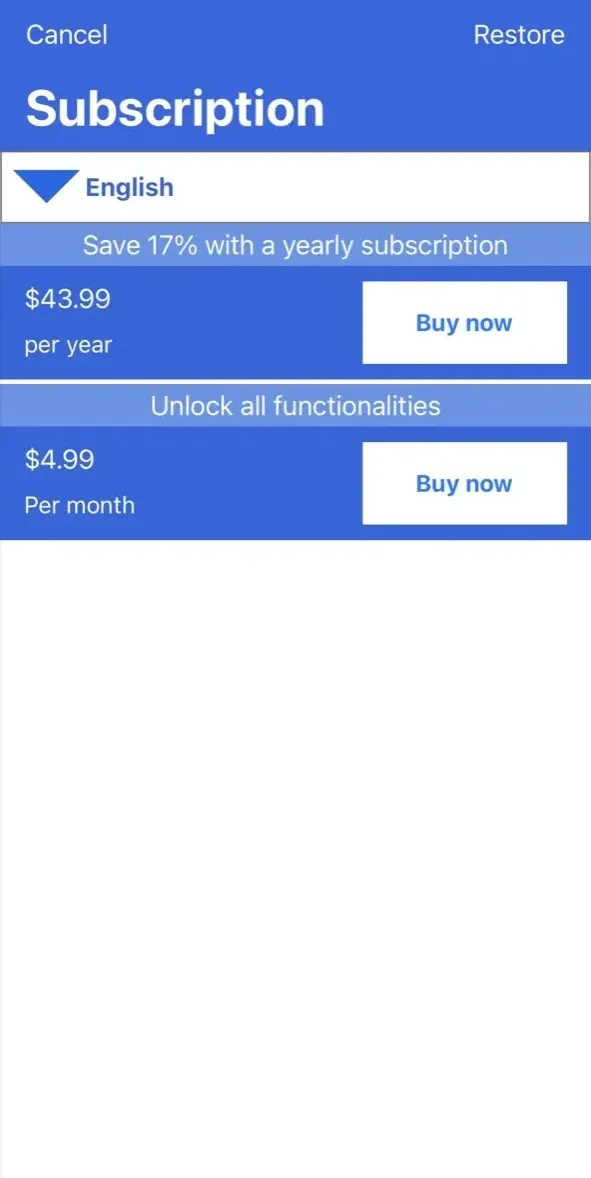 Laxiba paywall screen