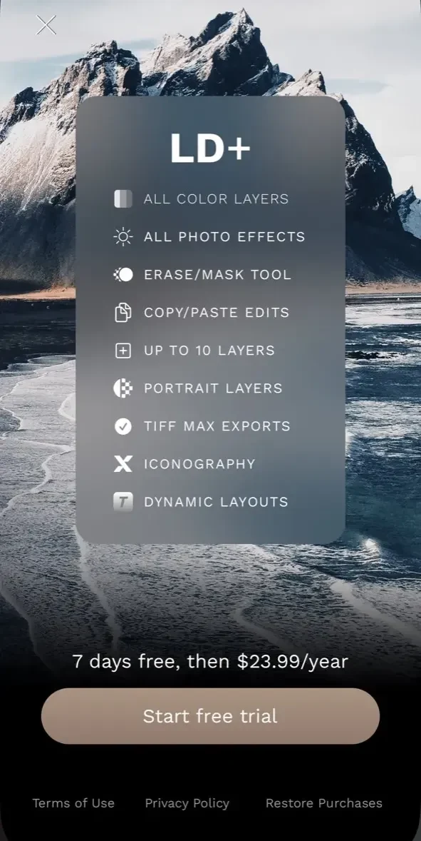 LD paywall screen