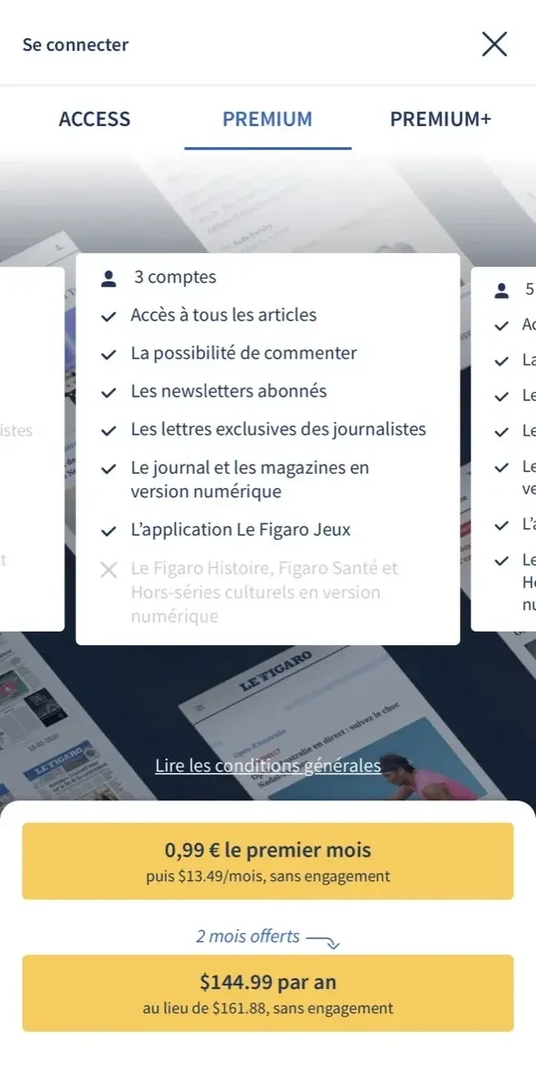 Le Figaro paywall screen