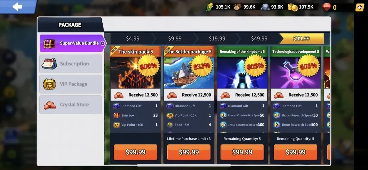 League of Kingdoms paywall screen