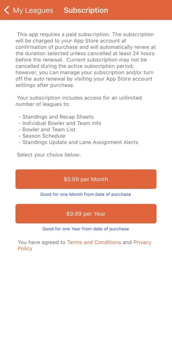 League Secretary paywall screen