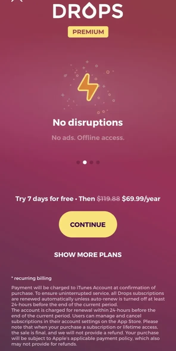 Learn Arabic language paywall screen