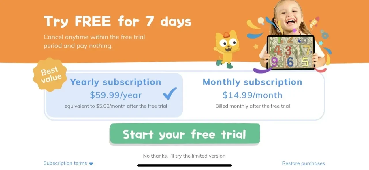 Learn Chinese paywall screen