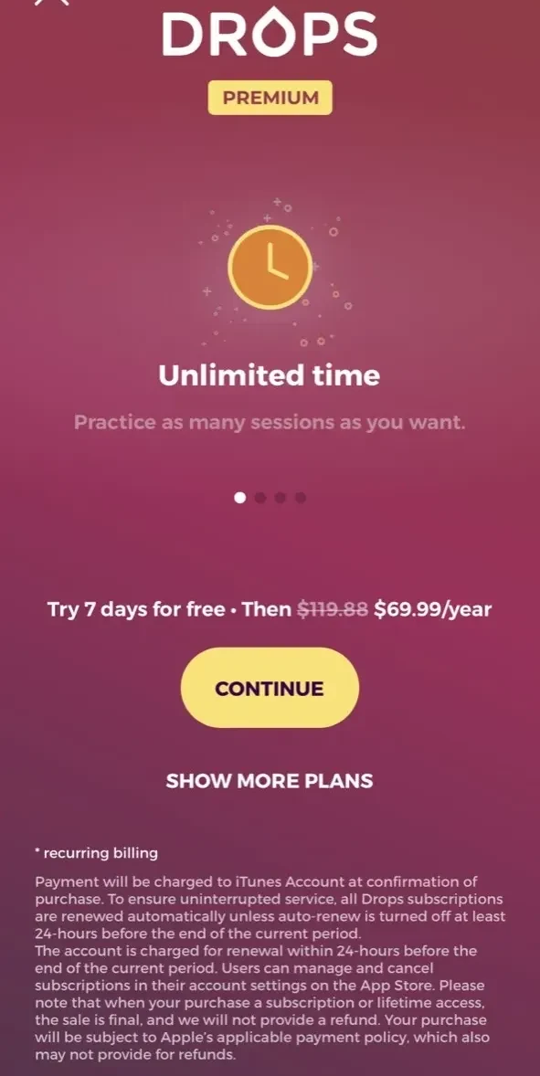 Learn Hebrew language paywall screen
