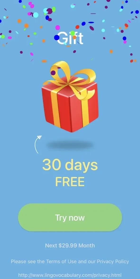 Learn languages paywall screen