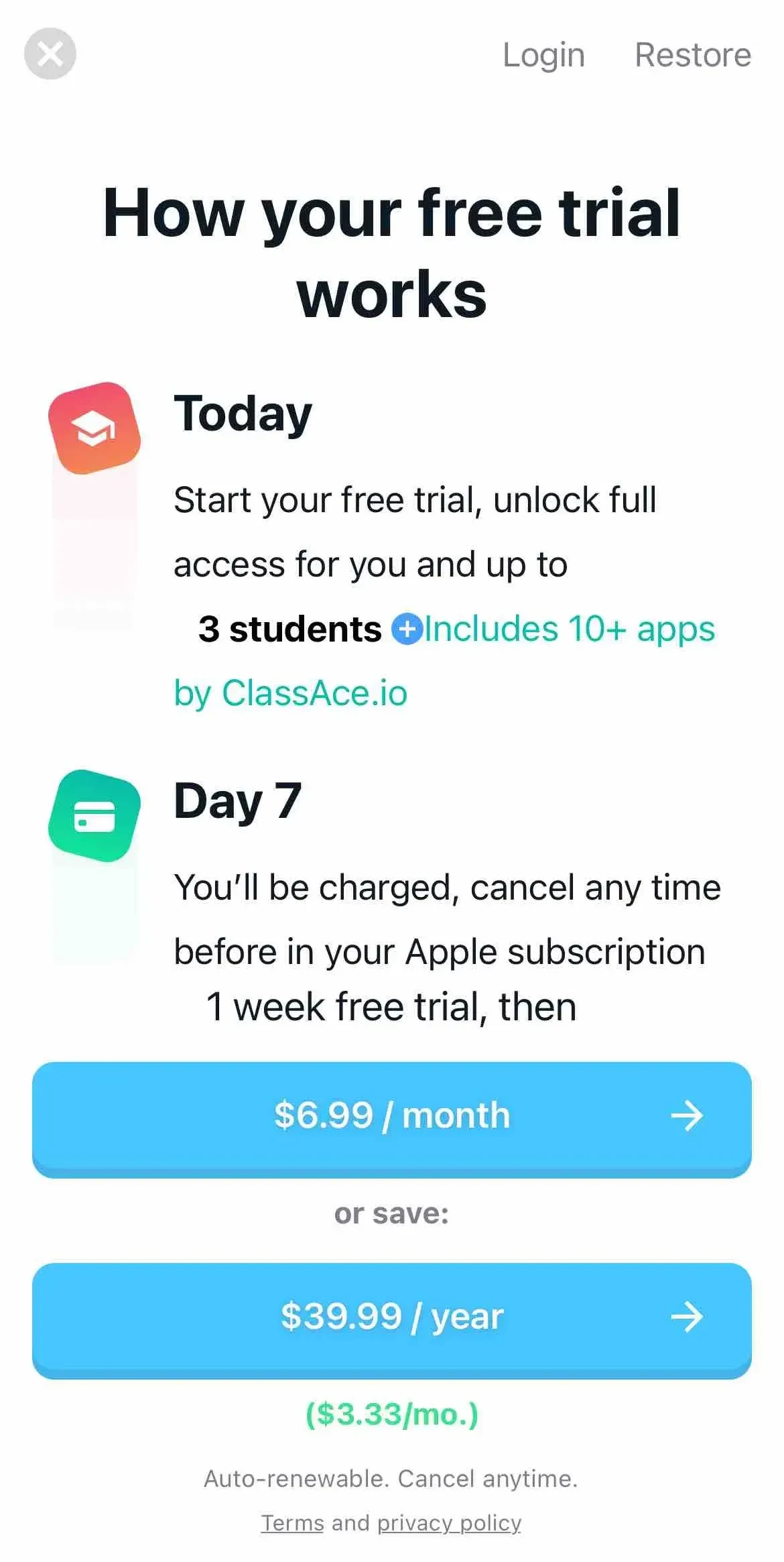 Learn Math 1st Grade paywall screen