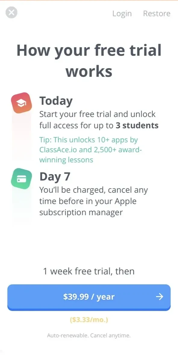 Learn Spelling 2nd Grade paywall screen