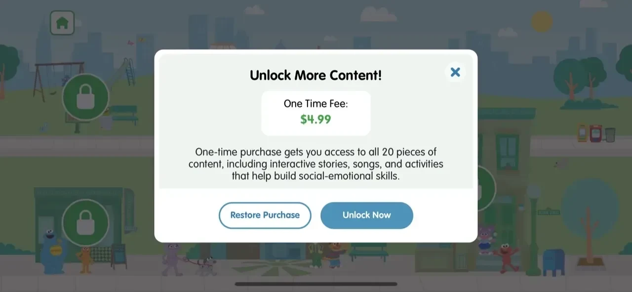 Learn with Sesame Street paywall screen