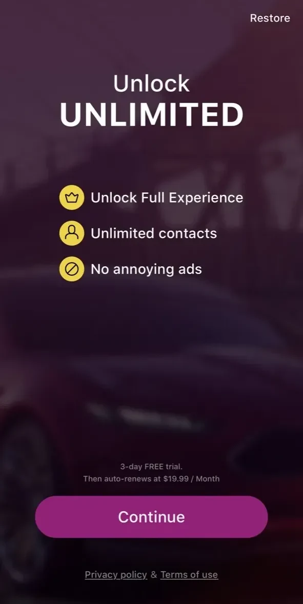 Lease Exchange paywall screen