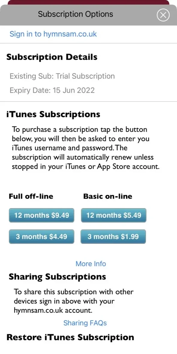 Lectionary paywall screen