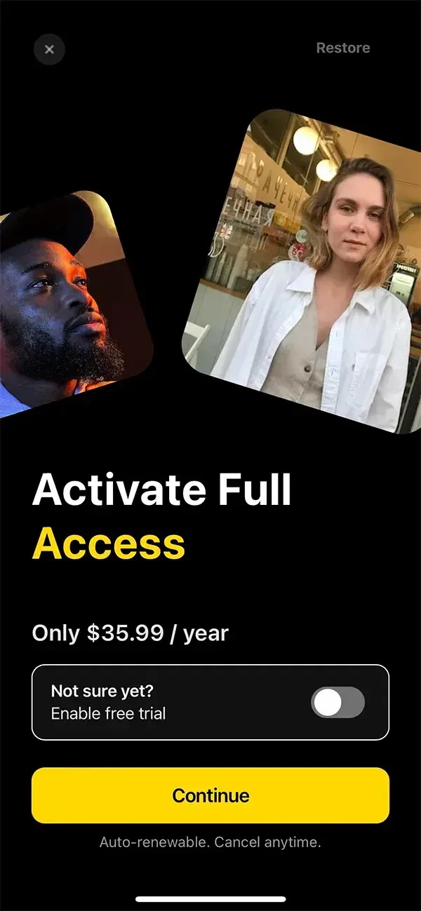 Lensa AI paywall screen