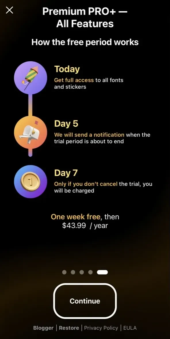 Leto paywall screen