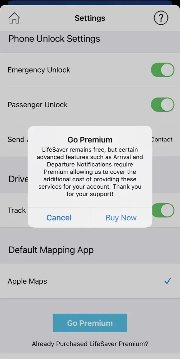 LifeSaver paywall screen