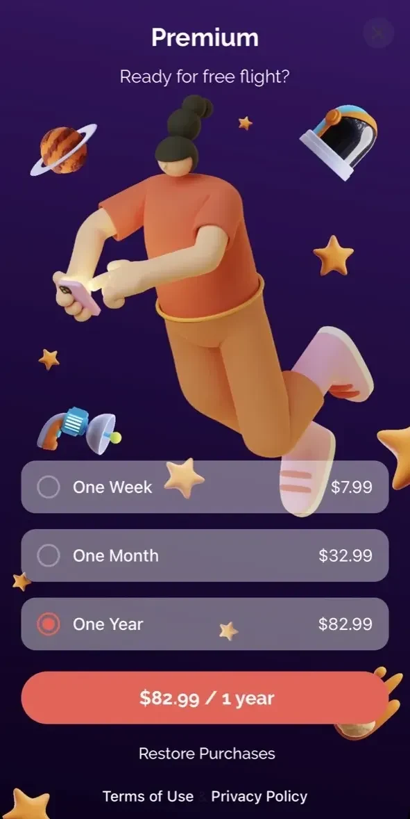Light Surf Browser paywall screen
