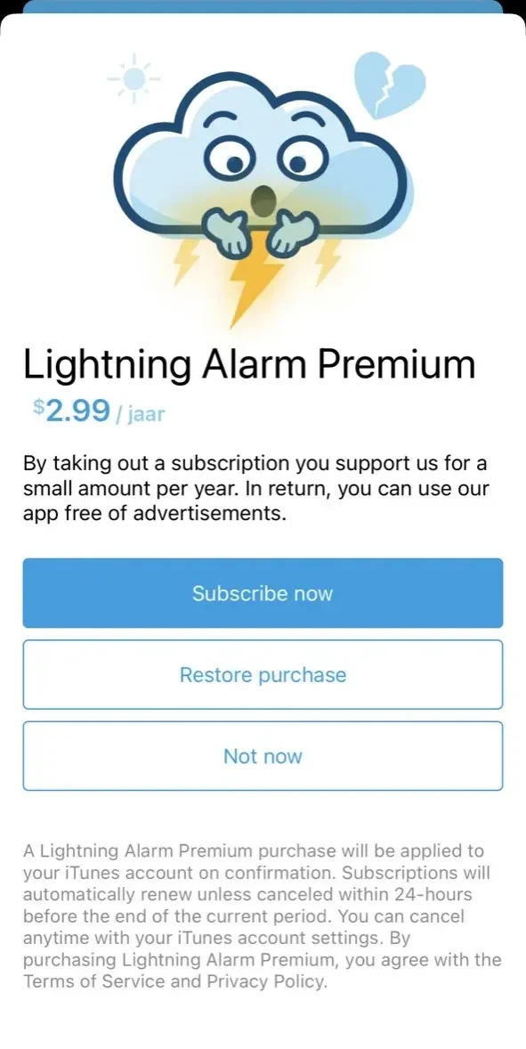 Lightning Alarm paywall screen
