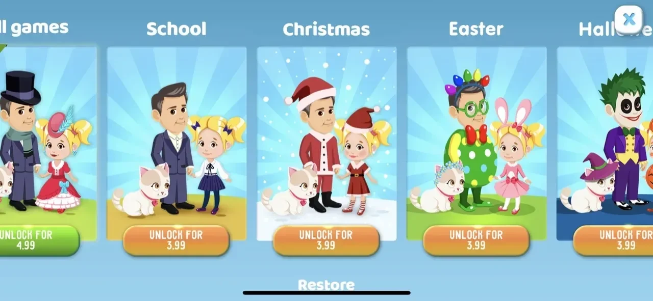 Like Nastya Game paywall screen