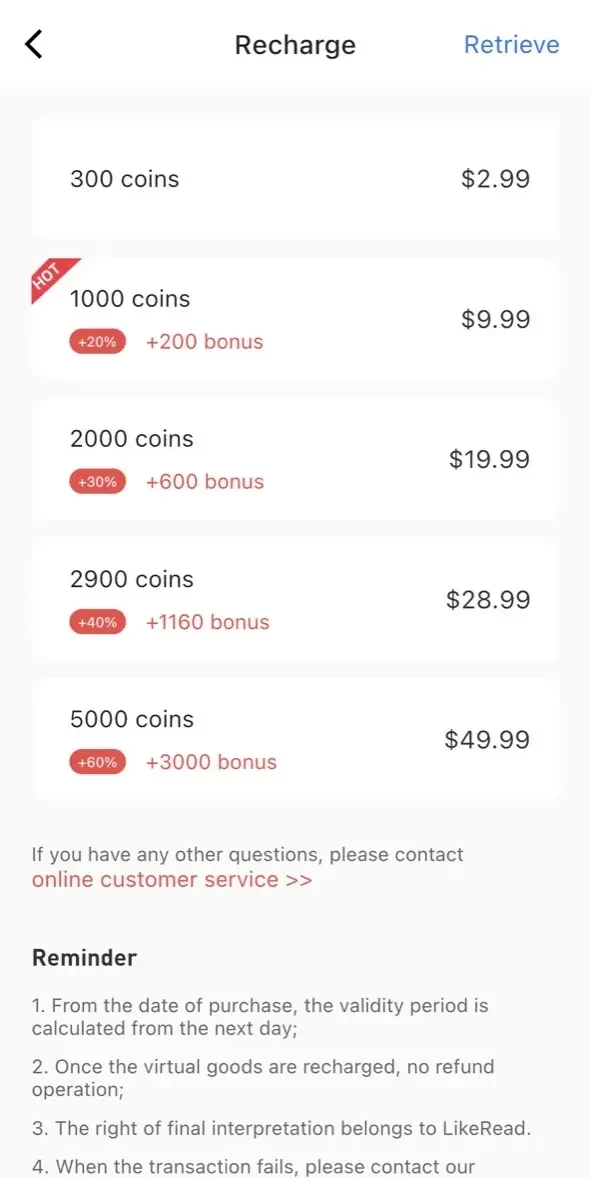 LikeRead paywall screen