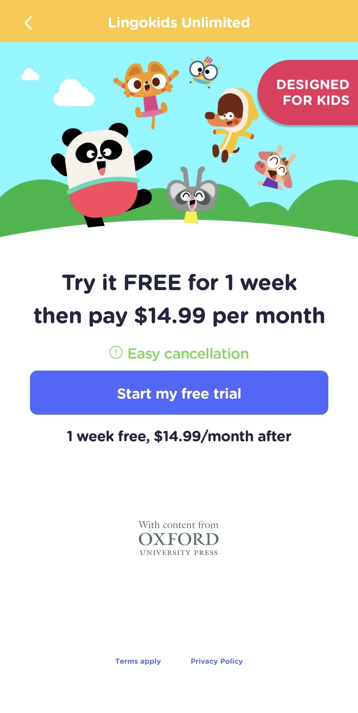Lingokids paywall screen