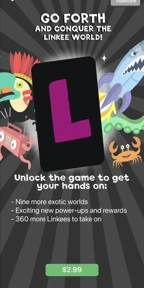 Linkee World paywall screen