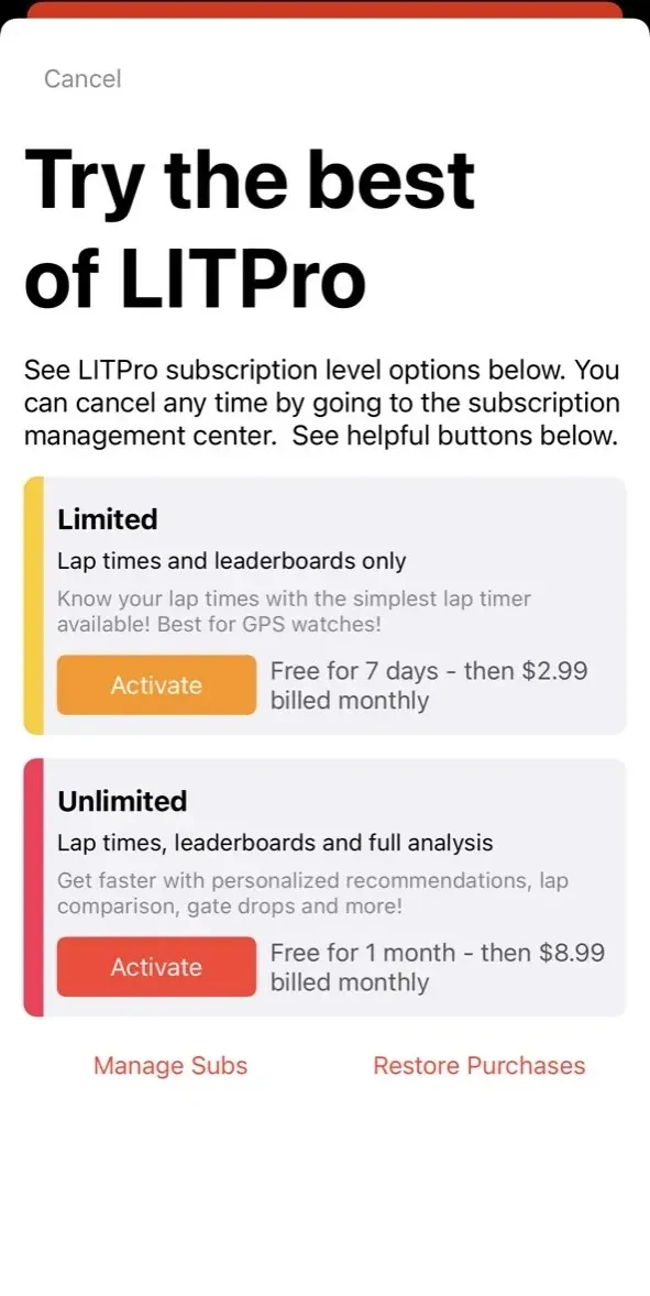 LITPro paywall screen
