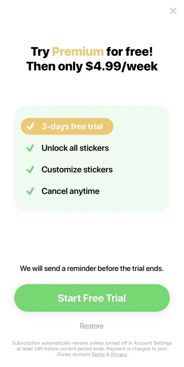 Litstick paywall screen