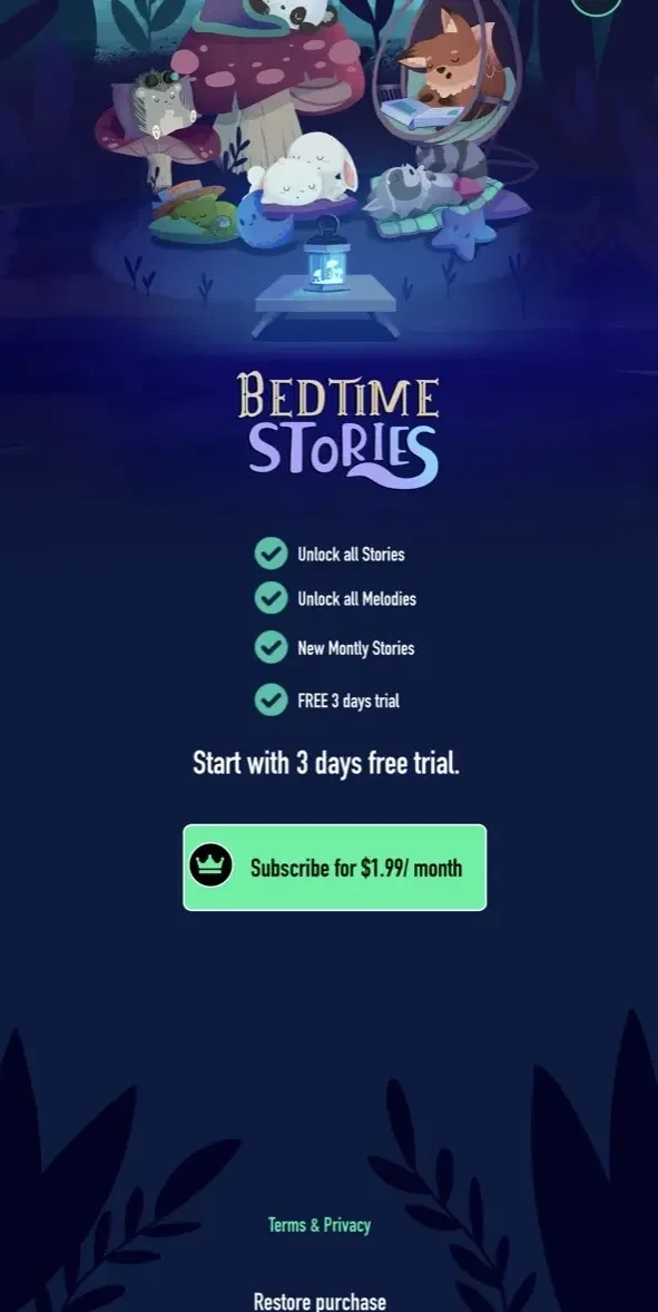Little Bedtime Stories paywall screen