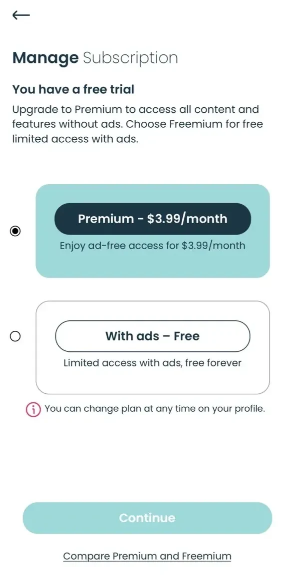 Little Lunches paywall screen
