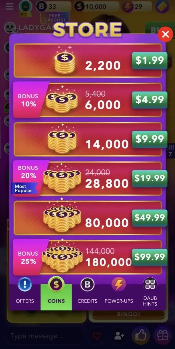 Live Play Bingo paywall screen
