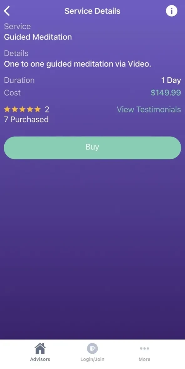 Live Psychic Chat paywall screen