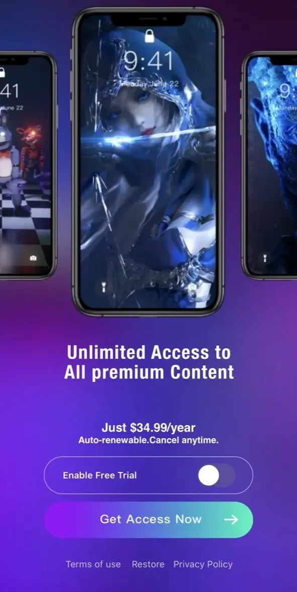 Live Wallpaper 4K paywall screen