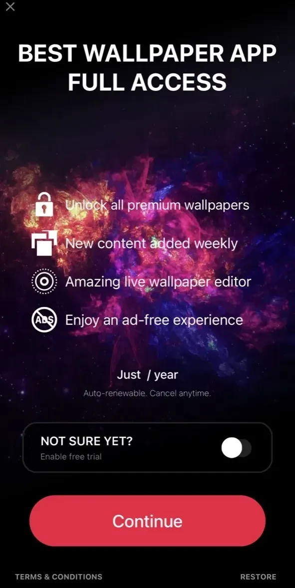 Live Wallpaper Maker paywall screen