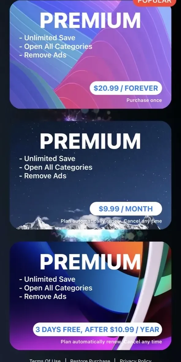 Live Wallpapers 4K Themes HD paywall screen