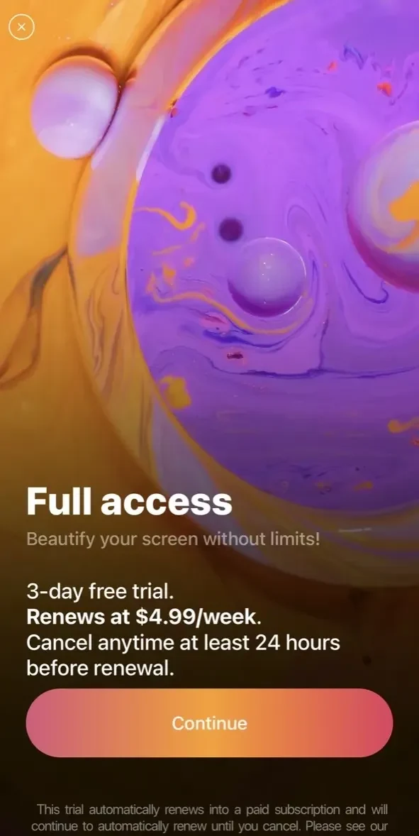 Live Wallpapers paywall screen