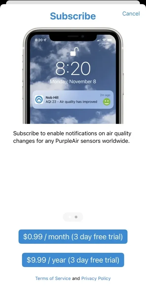 Local Haze paywall screen
