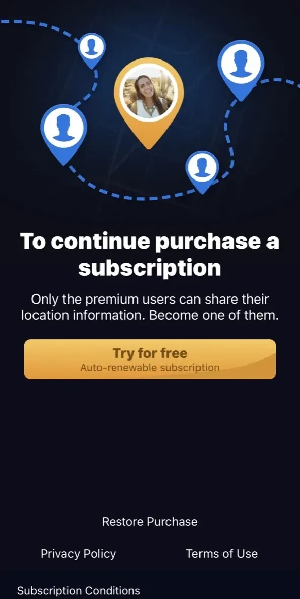Location Tracker paywall screen
