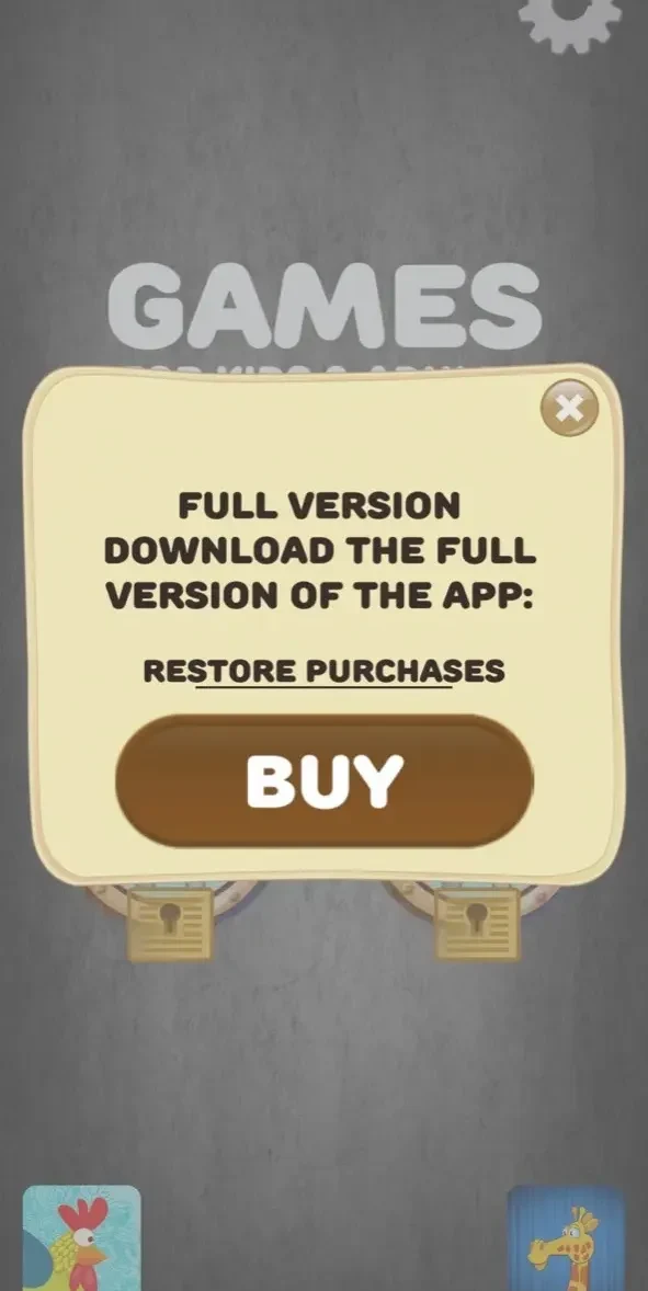 Logic Games for kids paywall screen