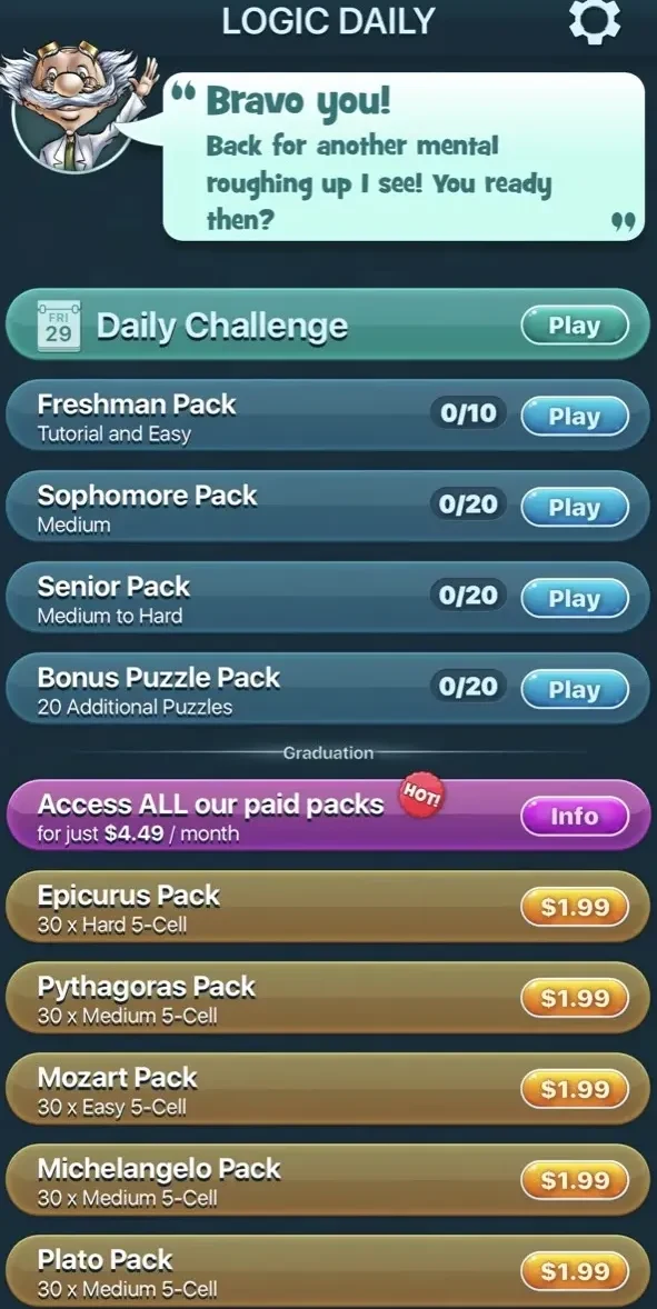 Logic Puzzles Daily paywall screen