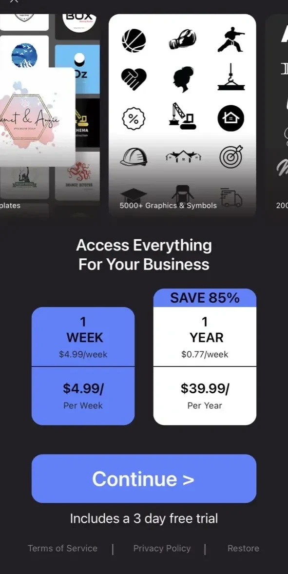 Logo Maker King paywall screen