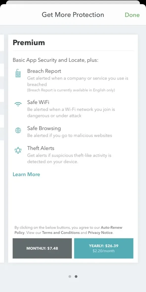 Lookout Life paywall screen