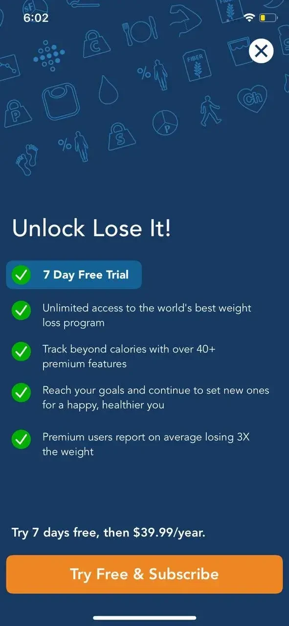 Lose It! paywall screen