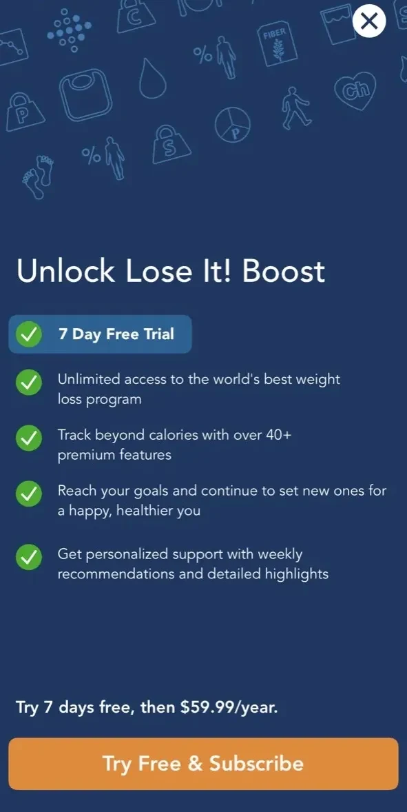 Lose It! paywall screen