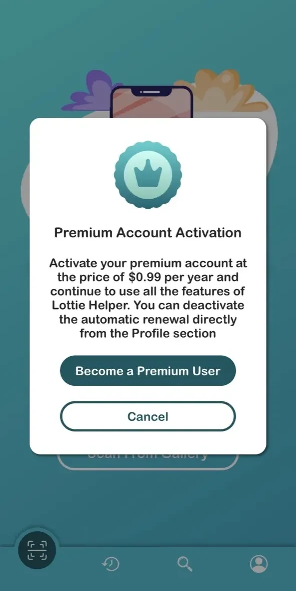 LottieFiles Animation Helper paywall screen