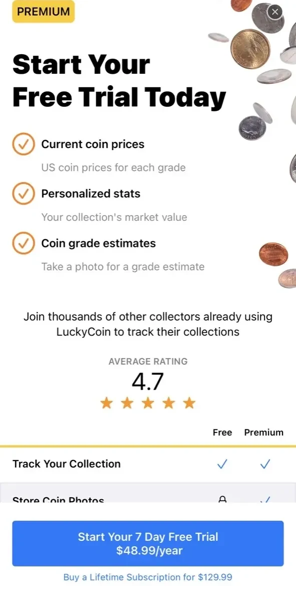 LuckyCoin paywall screen