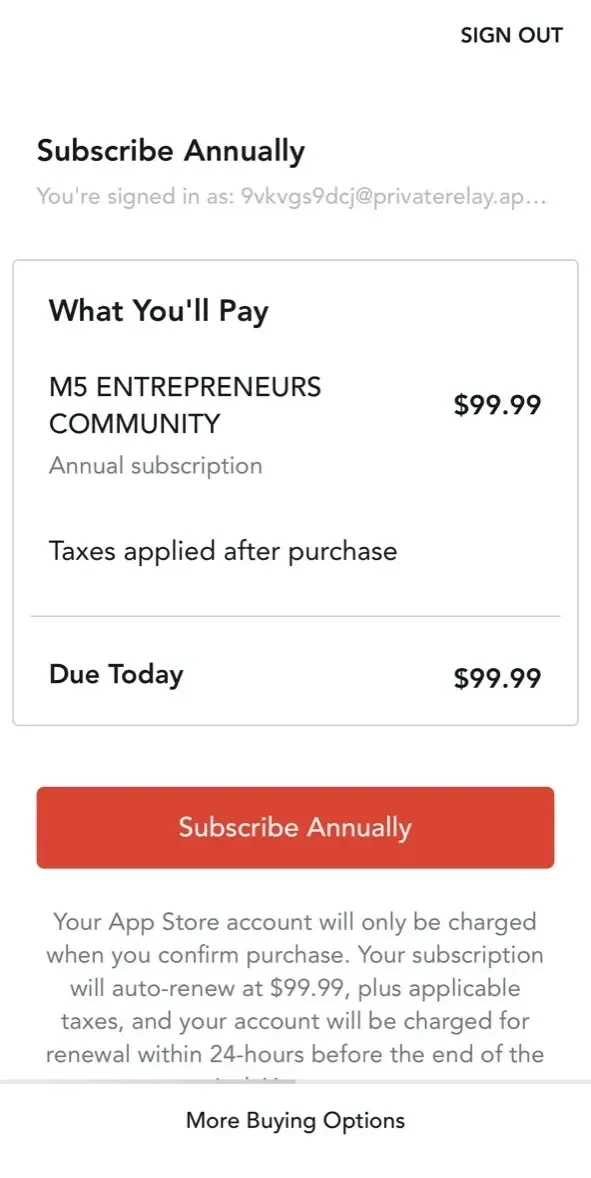 M5 Entrepreneurs Community paywall screen