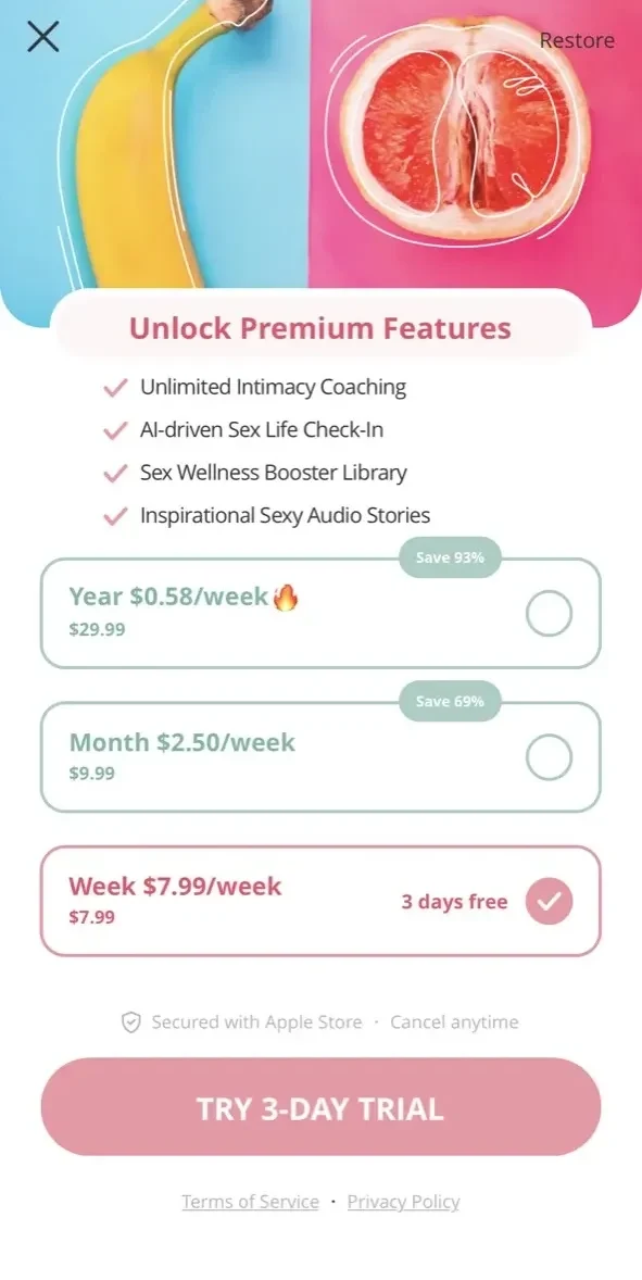 Luvzy paywall screen