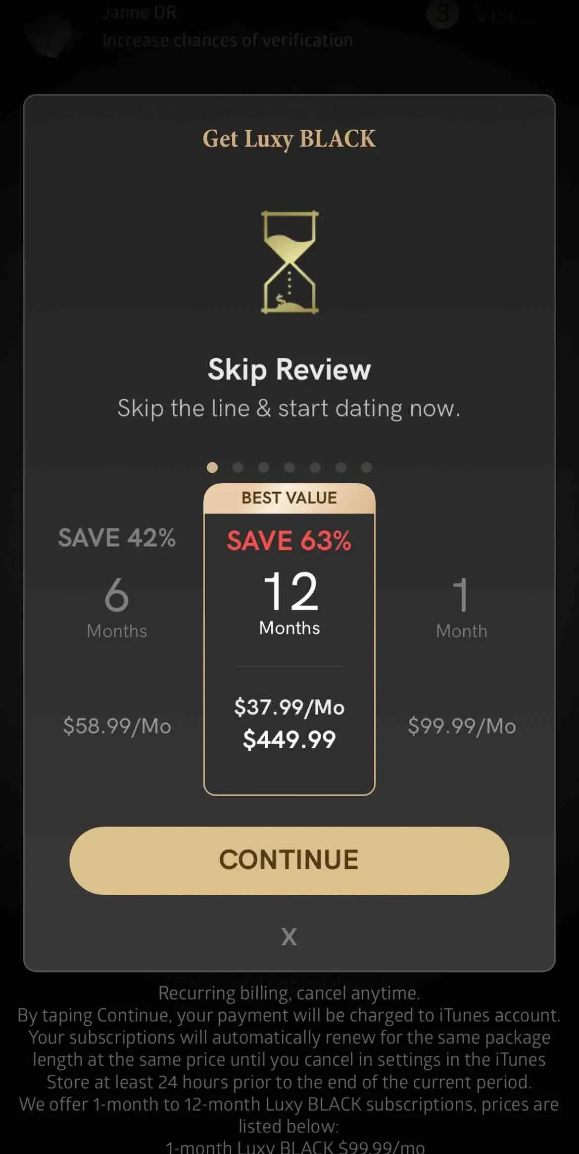 Luxy Pro paywall screen